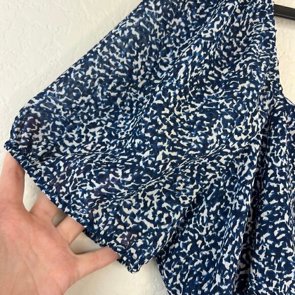 Madewell Blue Indigo Bengali Blockprint Chiffon Sweetheart Lined Blouse Size 2 - Picture 4 of 8